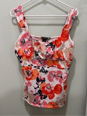 Ann Taylor Floral Camisole in Pink, Orange & Cream